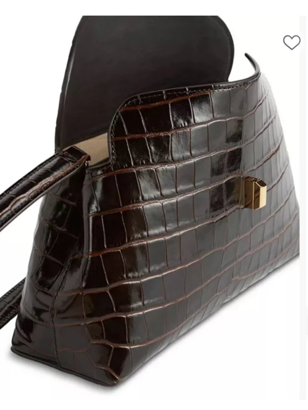 Toteme T-Lock Croc Embossed Leather Clutch in Dark Brown